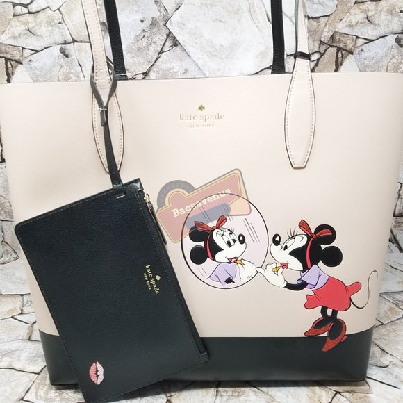 kate spade Handbags - #bagsavenue FAST SHIPPING Minnie Mouse Black Reversible Pink Tote Kate Spade